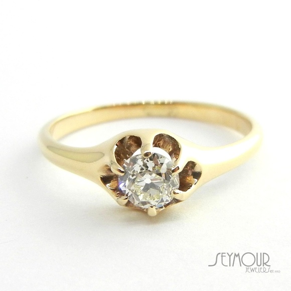 14K Yellow Gold Solitaire Diamond Engagement Ring